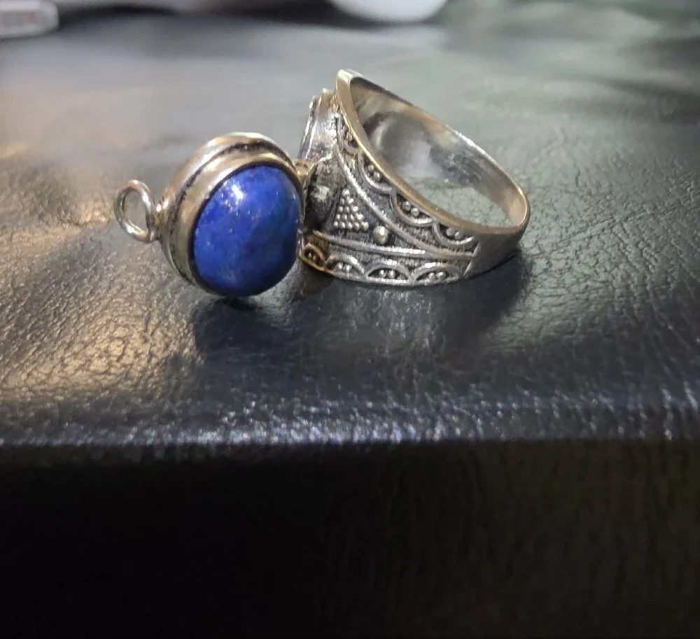Lapis And 925 Poison Ring